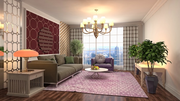 Illustration of the living room interior