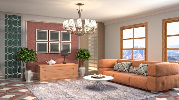 Illustration of the living room interior