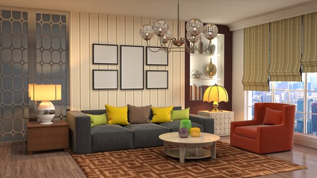 Illustration of the living room interior