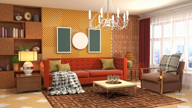 Illustration of the living room interior