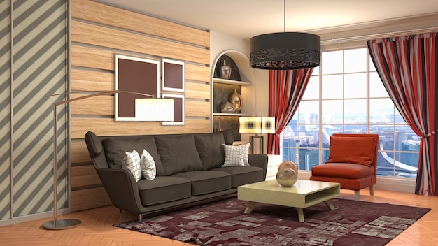 Illustration of the living room interior