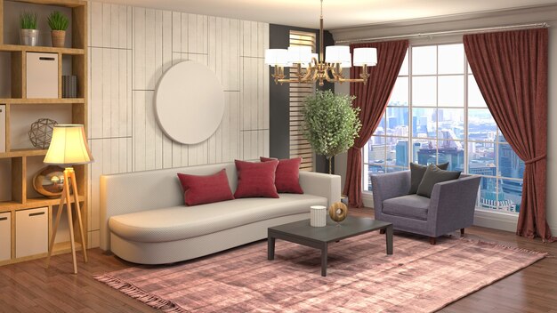 Illustration of the living room interior