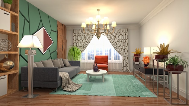 Illustration of the living room interior