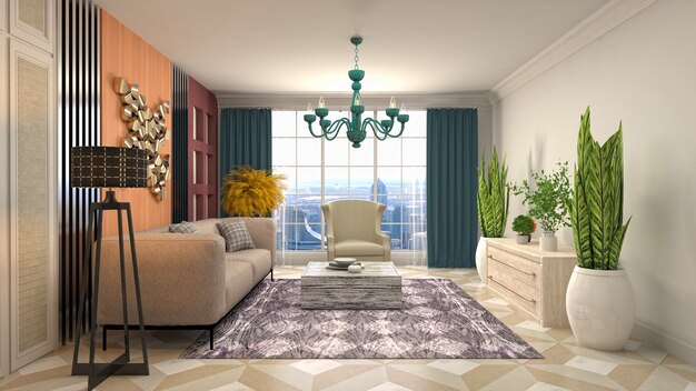 Illustration of the living room interior