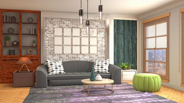 Illustration of the living room interior