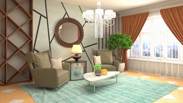 Illustration of the living room interior