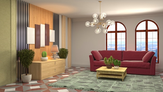 Illustration of the living room interior