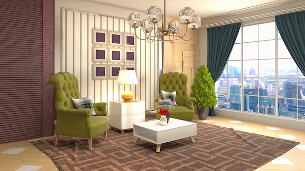 Illustration of the living room interior