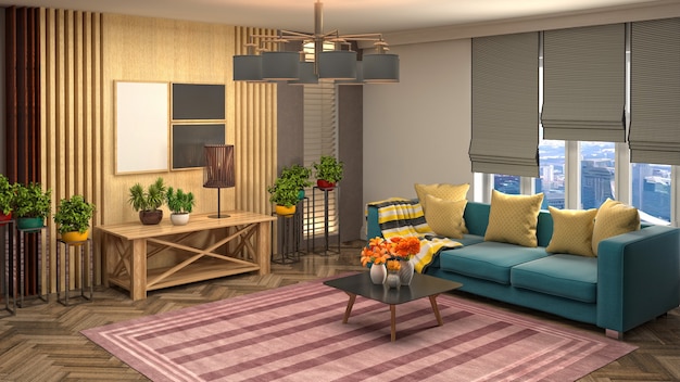 Illustration of the living room interior