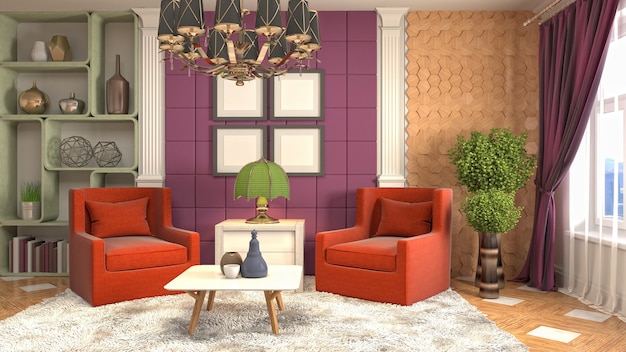 Illustration of the living room interior