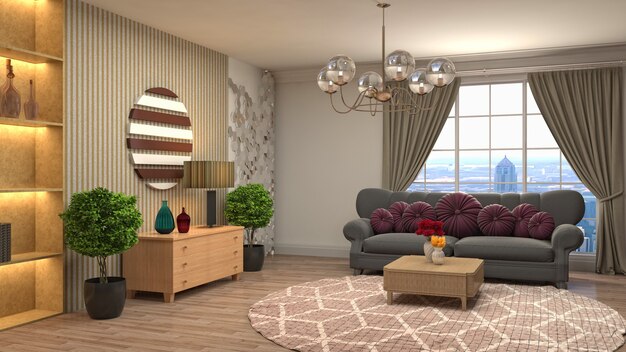 Illustration of the living room interior