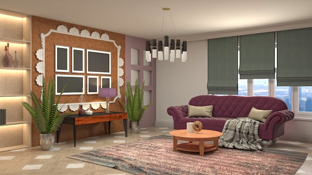 Illustration of the living room interior