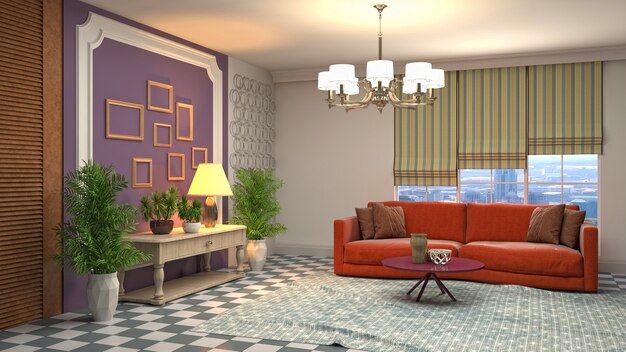 Illustration of the living room interior