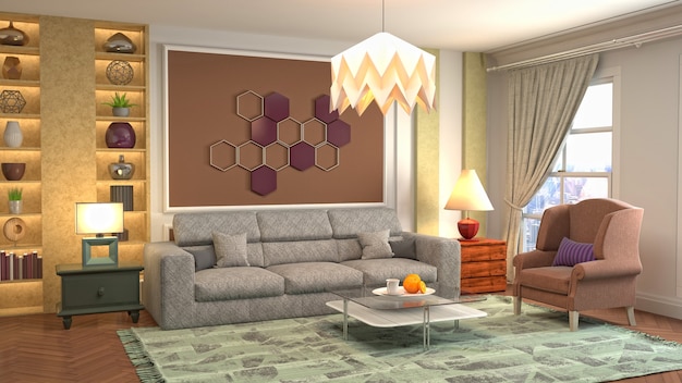 Illustration of the living room interior