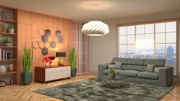 Illustration of the living room interior