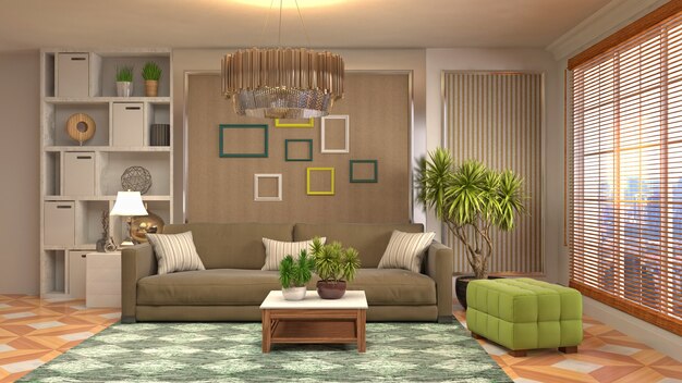 Illustration of the living room interior