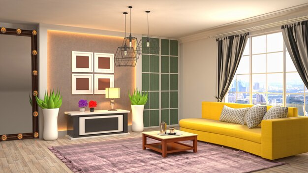 Illustration of the living room interior