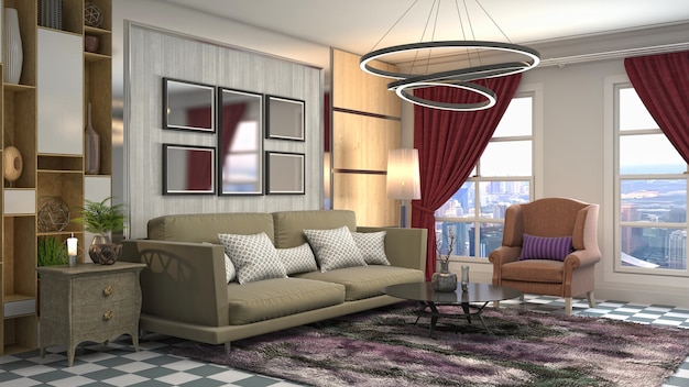 Illustration of the living room interior