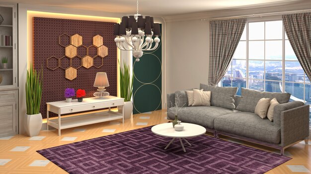 Illustration of the living room interior