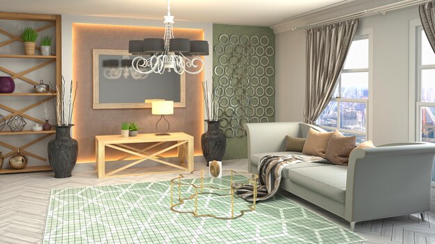 Illustration of the living room interior