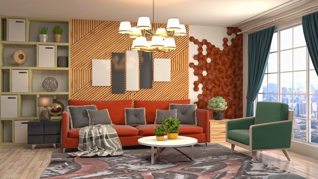 Illustration of the living room interior