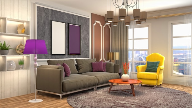 Illustration of the living room interior