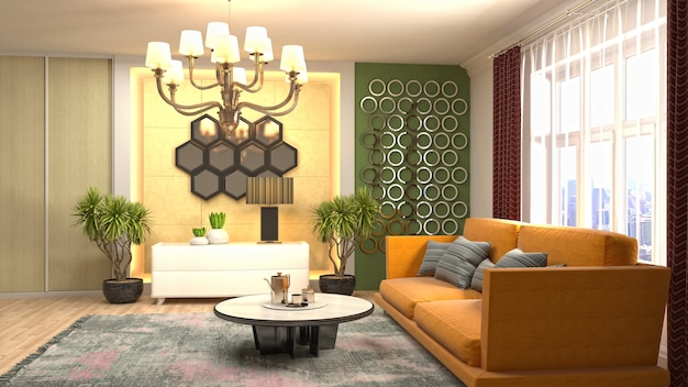 Illustration of the living room interior