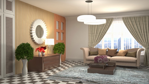 Illustration of the living room interior