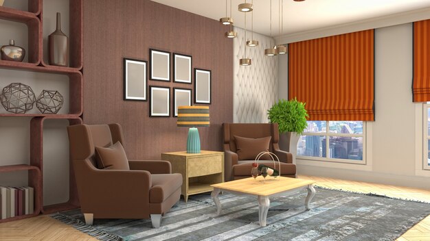 Illustration of the living room interior