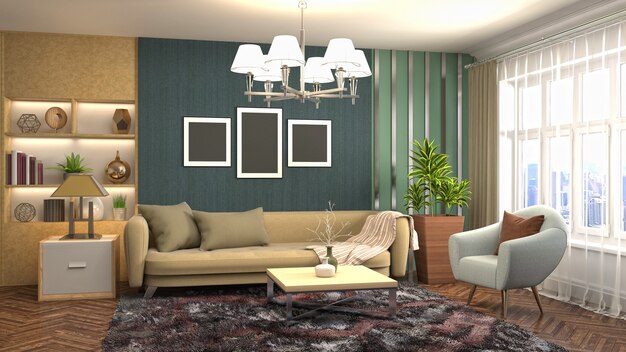 Illustration of the living room interior