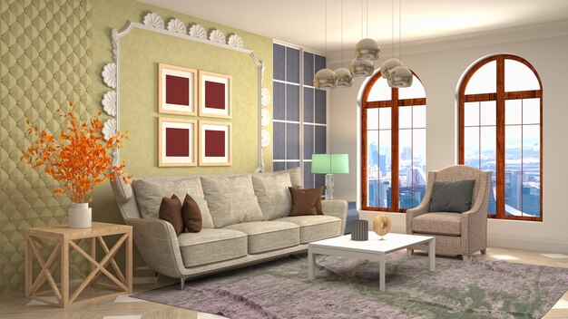 Illustration of the living room interior