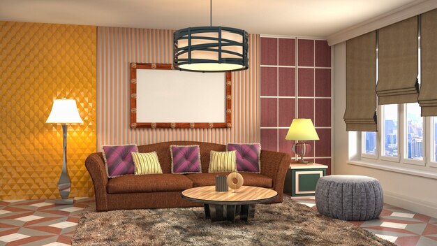 Illustration of the living room interior