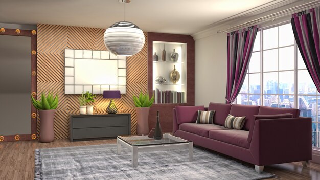 Illustration of the living room interior