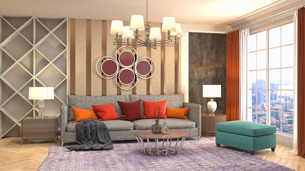 Illustration of the living room interior