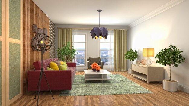 Illustration of the living room interior