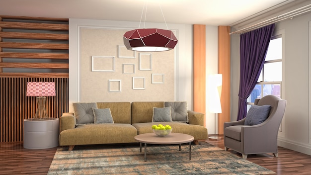 Illustration of the living room interior