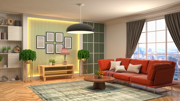 Illustration of the living room interior