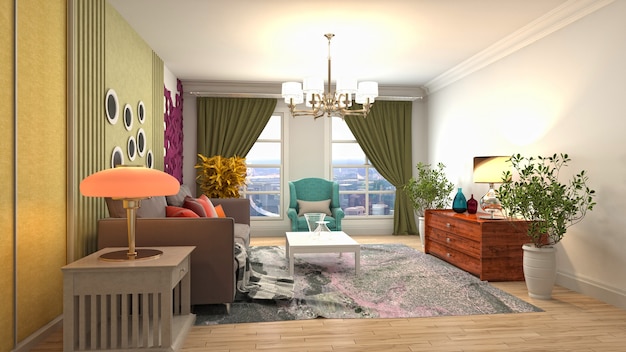 Illustration of the living room interior