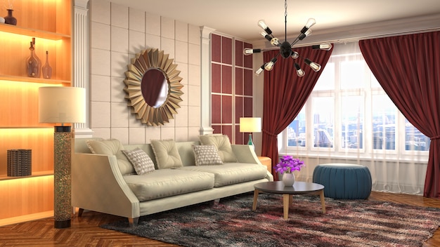 Illustration of the living room interior