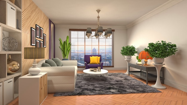 Illustration of the living room interior