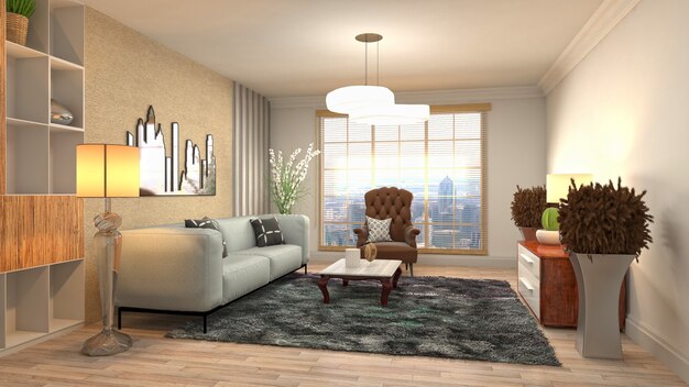 Illustration of the living room interior