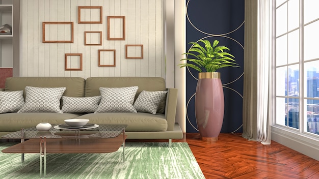 Illustration of the living room interior