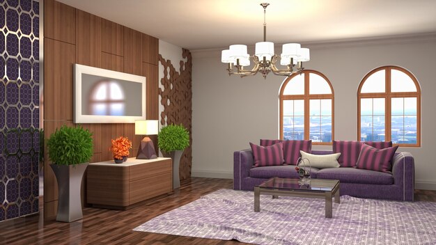 Illustration of the living room interior