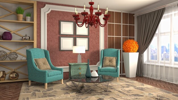 Illustration of the living room interior