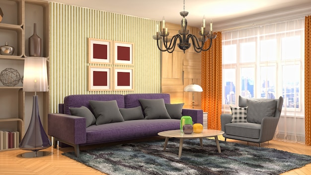 Illustration of the living room interior