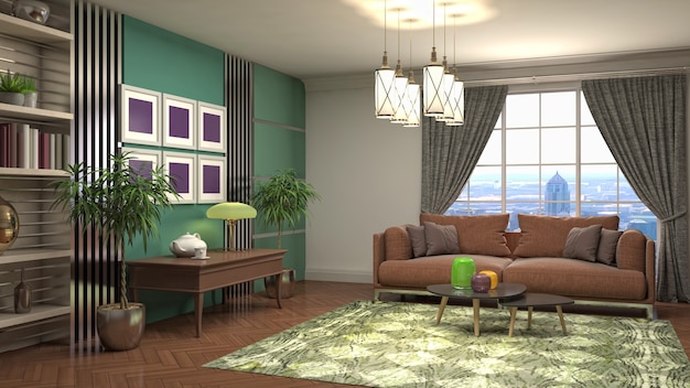 Illustration of the living room interior