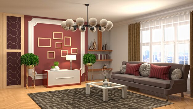 Illustration of the living room interior