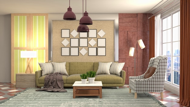 Illustration of the living room interior