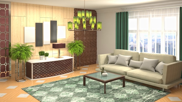 Illustration of the living room interior