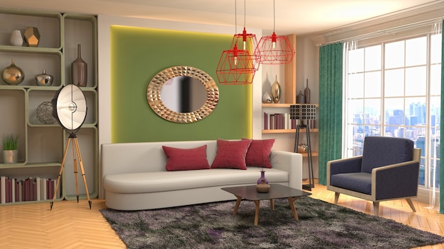 Illustration of the living room interior